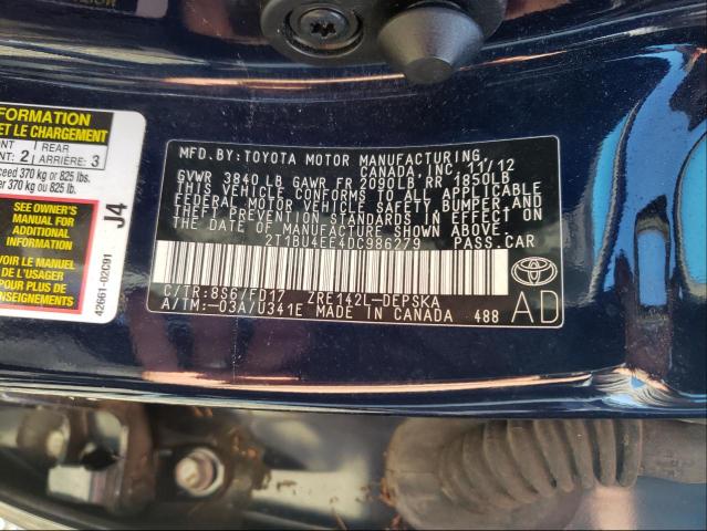 Photo 9 VIN: 2T1BU4EE4DC986279 - TOYOTA COROLLA BA 