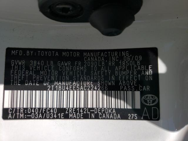 Photo 9 VIN: 2T1BU4EE5AC224266 - TOYOTA COROLLA BA 