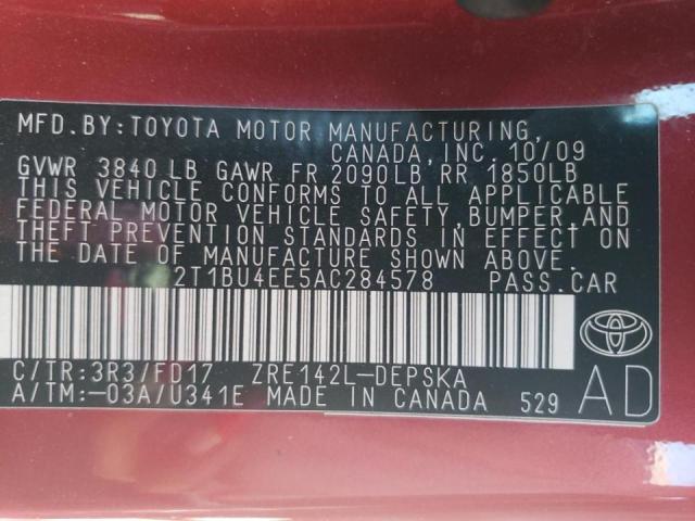 Photo 9 VIN: 2T1BU4EE5AC284578 - TOYOTA COROLLA BA 