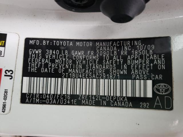 Photo 9 VIN: 2T1BU4EE5AC291871 - TOYOTA COROLLA BA 