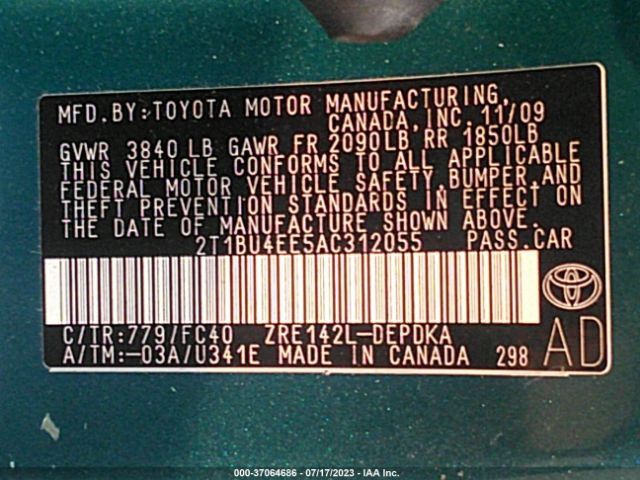 Photo 8 VIN: 2T1BU4EE5AC312055 - TOYOTA COROLLA 