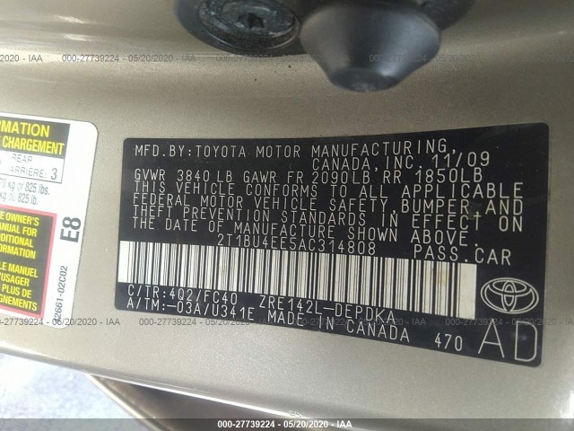 Photo 8 VIN: 2T1BU4EE5AC314808 - TOYOTA COROLLA 