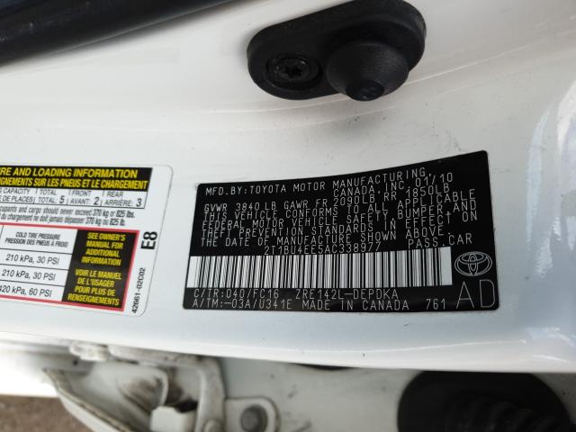 Photo 9 VIN: 2T1BU4EE5AC338977 - TOYOTA COROLLA BA 