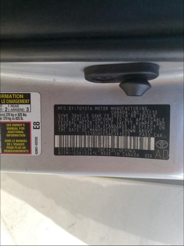 Photo 9 VIN: 2T1BU4EE5AC341023 - TOYOTA COROLLA BA 