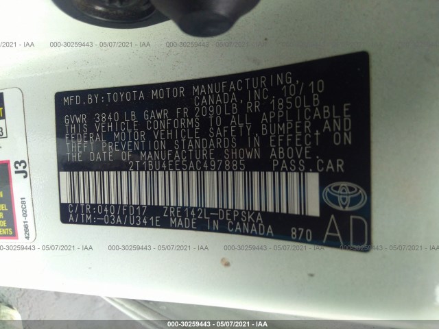 Photo 8 VIN: 2T1BU4EE5AC497885 - TOYOTA COROLLA 