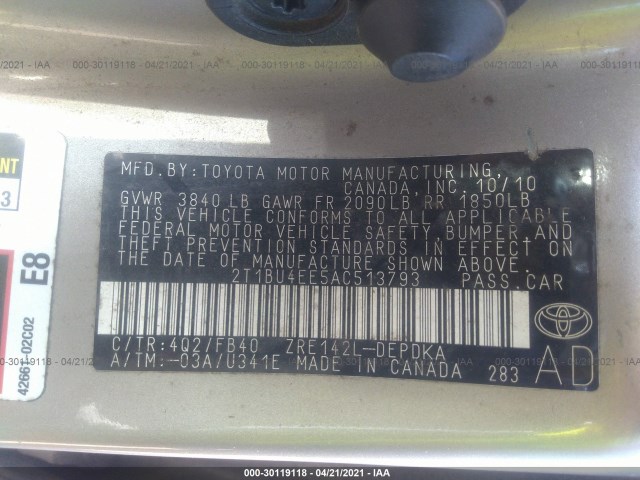 Photo 8 VIN: 2T1BU4EE5AC513793 - TOYOTA COROLLA 