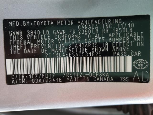 Photo 9 VIN: 2T1BU4EE5AC531825 - TOYOTA COROLLA BA 