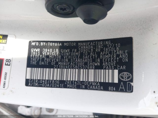 Photo 8 VIN: 2T1BU4EE5BC537688 - TOYOTA COROLLA 