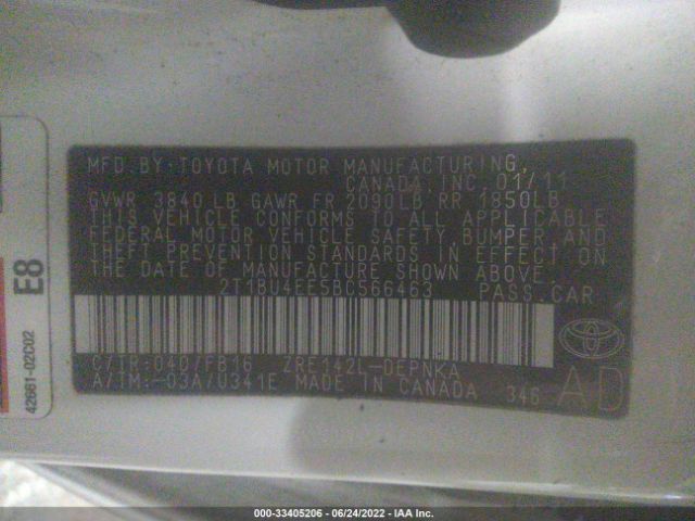 Photo 8 VIN: 2T1BU4EE5BC566463 - TOYOTA COROLLA 