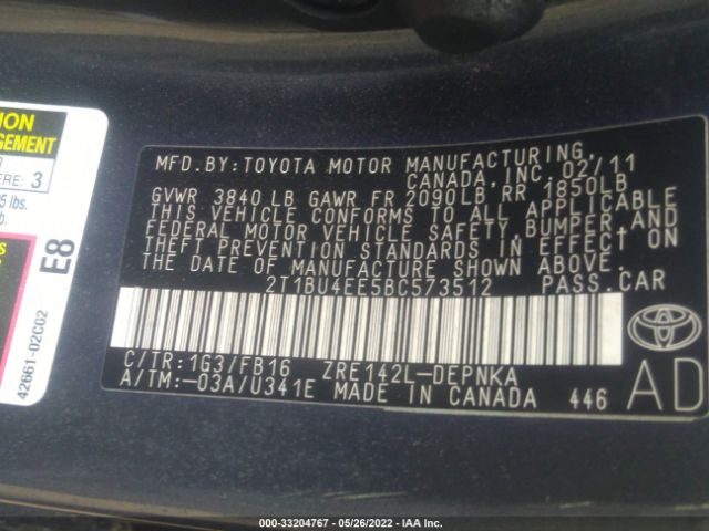 Photo 8 VIN: 2T1BU4EE5BC573512 - TOYOTA COROLLA 