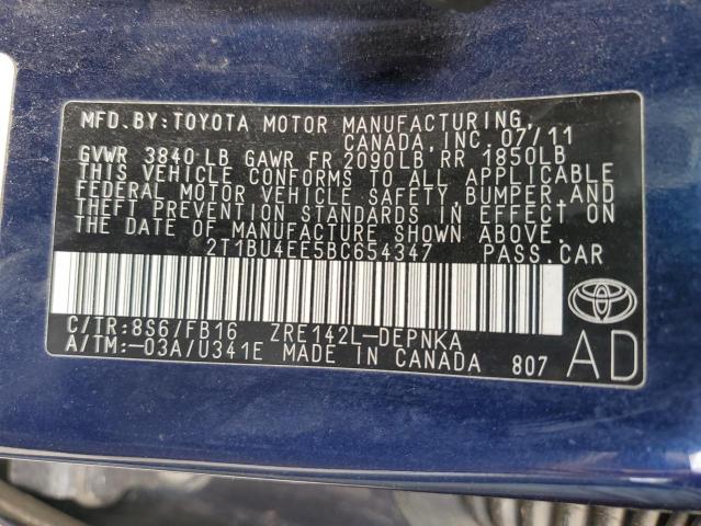 Photo 11 VIN: 2T1BU4EE5BC654347 - TOYOTA COROLLA 