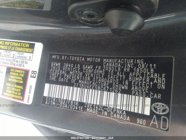 Photo 8 VIN: 2T1BU4EE5BC671262 - TOYOTA COROLLA 