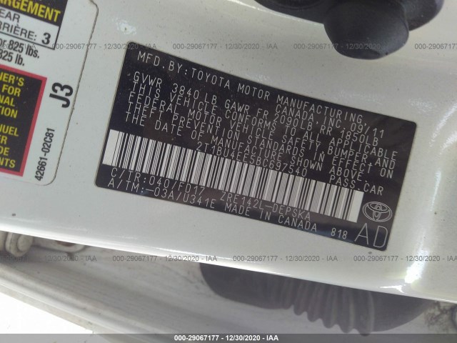 Photo 8 VIN: 2T1BU4EE5BC697540 - TOYOTA COROLLA 