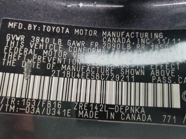 Photo 9 VIN: 2T1BU4EE5BC729211 - TOYOTA COROLLA BA 