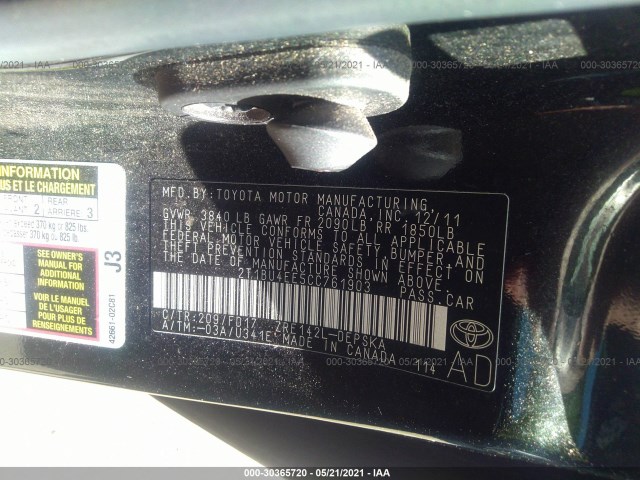 Photo 8 VIN: 2T1BU4EE5CC761903 - TOYOTA COROLLA 