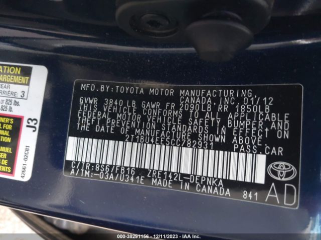 Photo 8 VIN: 2T1BU4EE5CC782931 - TOYOTA COROLLA 