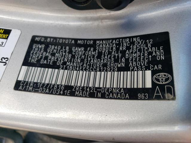 Photo 11 VIN: 2T1BU4EE5CC812929 - TOYOTA COROLLA BA 