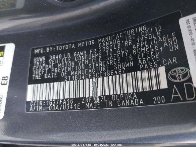 Photo 8 VIN: 2T1BU4EE5CC888487 - TOYOTA COROLLA 