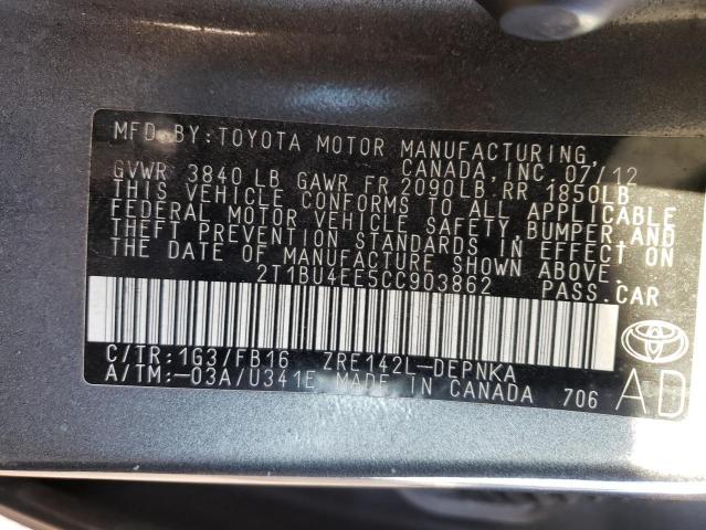 Photo 11 VIN: 2T1BU4EE5CC903862 - TOYOTA COROLLA BA 