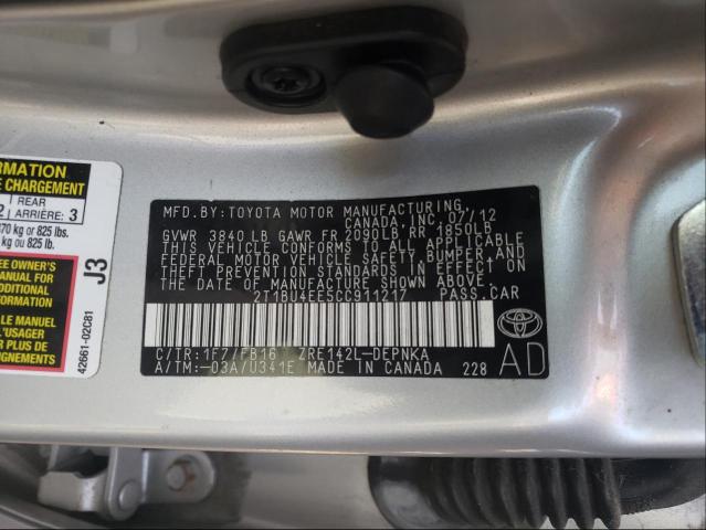 Photo 9 VIN: 2T1BU4EE5CC911217 - TOYOTA COROLLA BA 