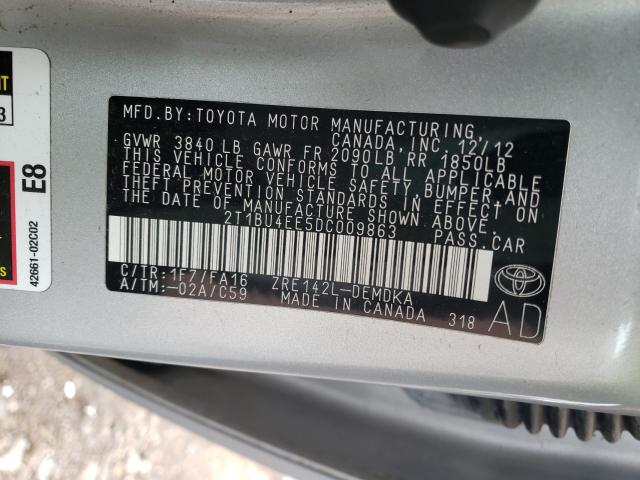 Photo 9 VIN: 2T1BU4EE5DC009863 - TOYOTA COROLLA BA 