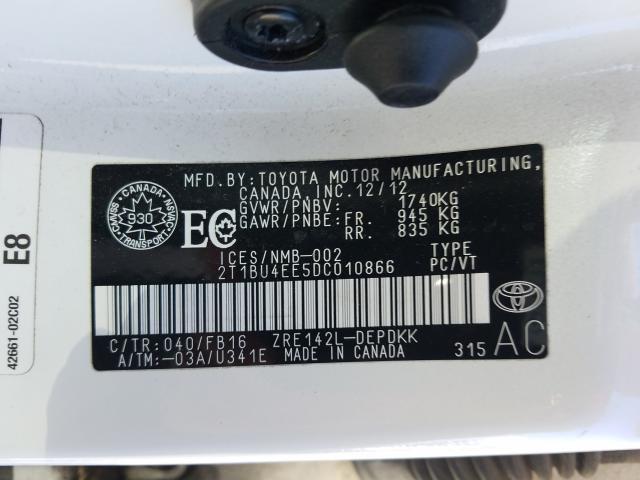 Photo 9 VIN: 2T1BU4EE5DC010866 - TOYOTA COROLLA BA 