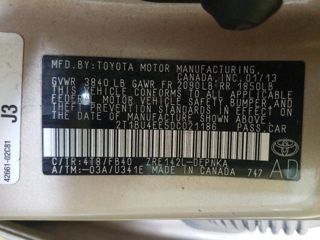 Photo 9 VIN: 2T1BU4EE5DC021186 - TOYOTA COROLLA BA 