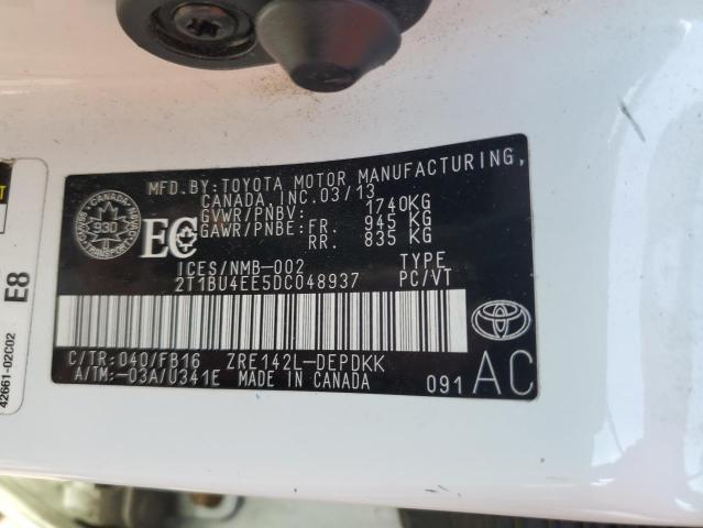 Photo 9 VIN: 2T1BU4EE5DC048937 - TOYOTA COROLLA BA 