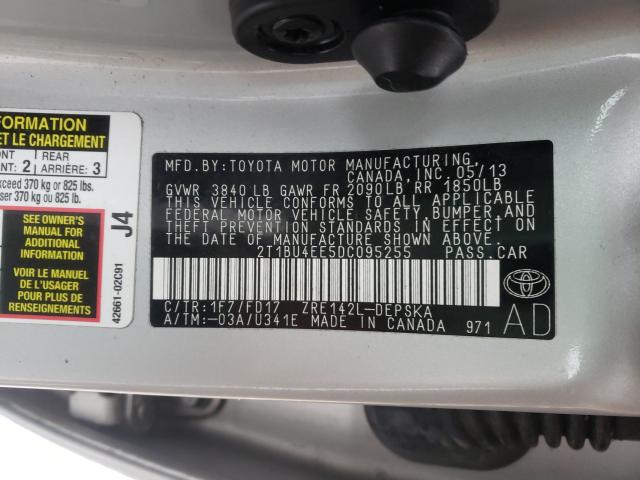 Photo 9 VIN: 2T1BU4EE5DC095255 - TOYOTA COROLLA BA 