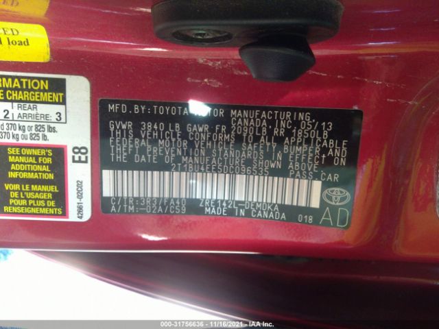 Photo 8 VIN: 2T1BU4EE5DC096535 - TOYOTA COROLLA 