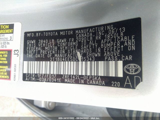 Photo 8 VIN: 2T1BU4EE5DC115343 - TOYOTA COROLLA 