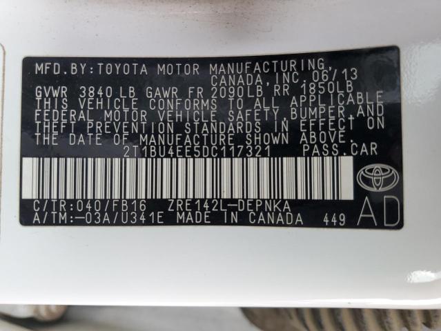 Photo 12 VIN: 2T1BU4EE5DC117321 - TOYOTA COROLLA 