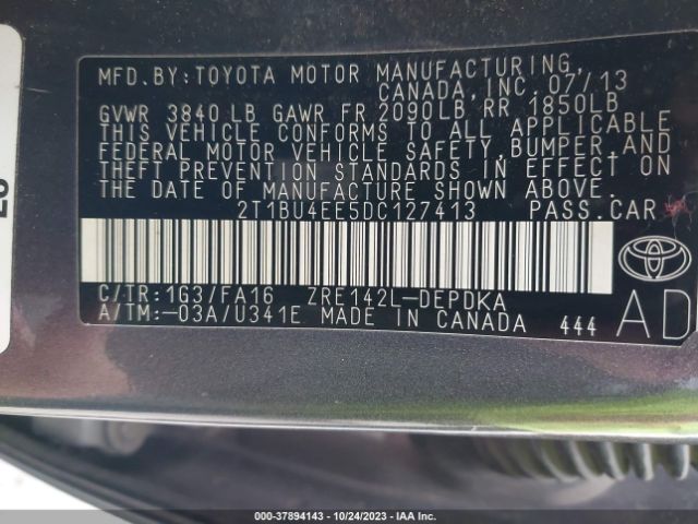 Photo 8 VIN: 2T1BU4EE5DC127413 - TOYOTA COROLLA 