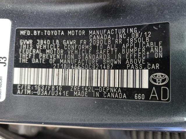 Photo 11 VIN: 2T1BU4EE5DC921487 - TOYOTA COROLLA 