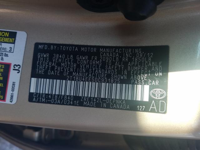 Photo 9 VIN: 2T1BU4EE5DC931825 - TOYOTA COROLLA BA 