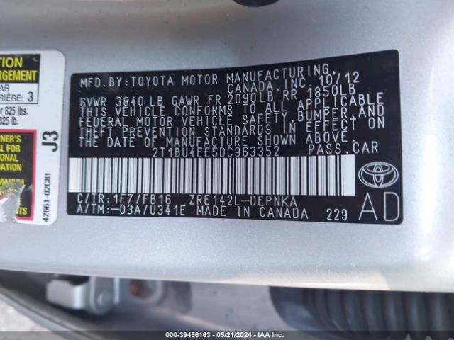 Photo 8 VIN: 2T1BU4EE5DC963352 - TOYOTA COROLLA 