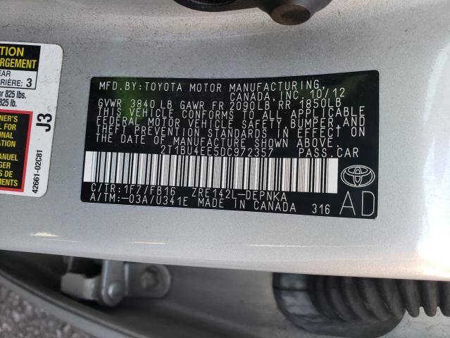 Photo 11 VIN: 2T1BU4EE5DC972357 - TOYOTA COROLLA BA 