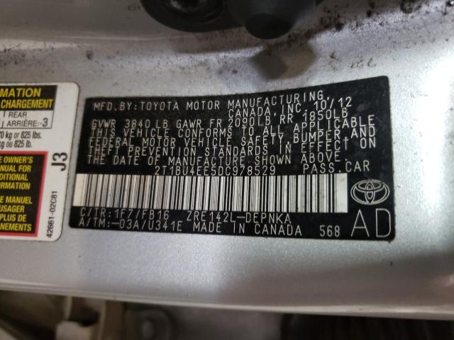 Photo 9 VIN: 2T1BU4EE5DC978529 - TOYOTA COROLLA BA 