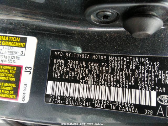 Photo 8 VIN: 2T1BU4EE5DC979311 - TOYOTA COROLLA 