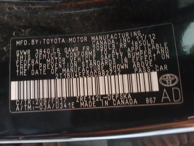 Photo 9 VIN: 2T1BU4EE5DC982712 - TOYOTA COROLLA BA 