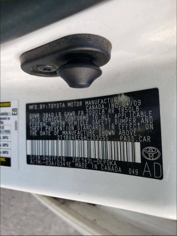 Photo 9 VIN: 2T1BU4EE6AC203555 - TOYOTA COROLLA 