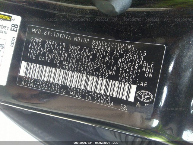 Photo 8 VIN: 2T1BU4EE6AC217519 - TOYOTA COROLLA 