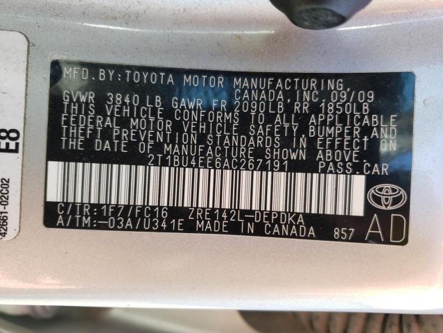 Photo 9 VIN: 2T1BU4EE6AC267191 - TOYOTA COROLLA BA 