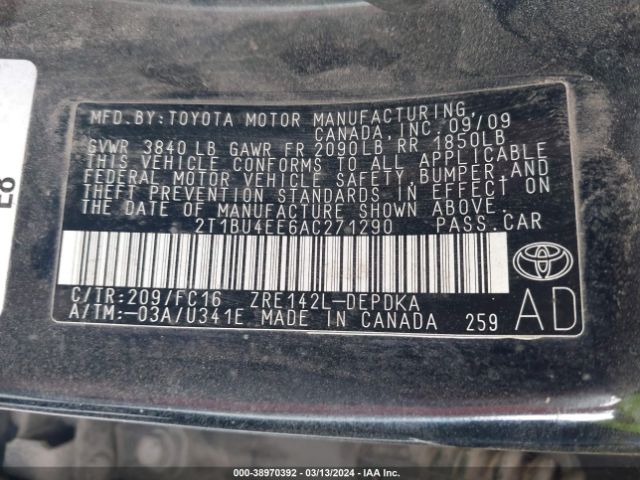 Photo 8 VIN: 2T1BU4EE6AC271290 - TOYOTA COROLLA 