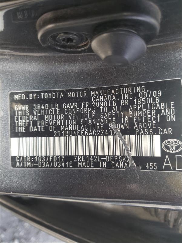 Photo 9 VIN: 2T1BU4EE6AC274173 - TOYOTA COROLLA BA 