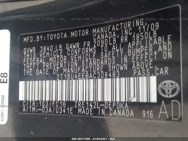 Photo 8 VIN: 2T1BU4EE6AC308483 - TOYOTA COROLLA 