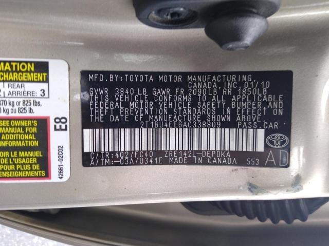 Photo 9 VIN: 2T1BU4EE6AC338809 - TOYOTA COROLLA 