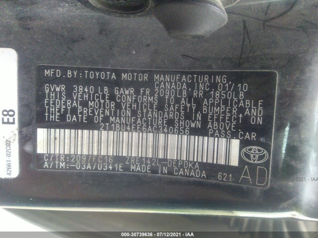 Photo 8 VIN: 2T1BU4EE6AC340656 - TOYOTA COROLLA 