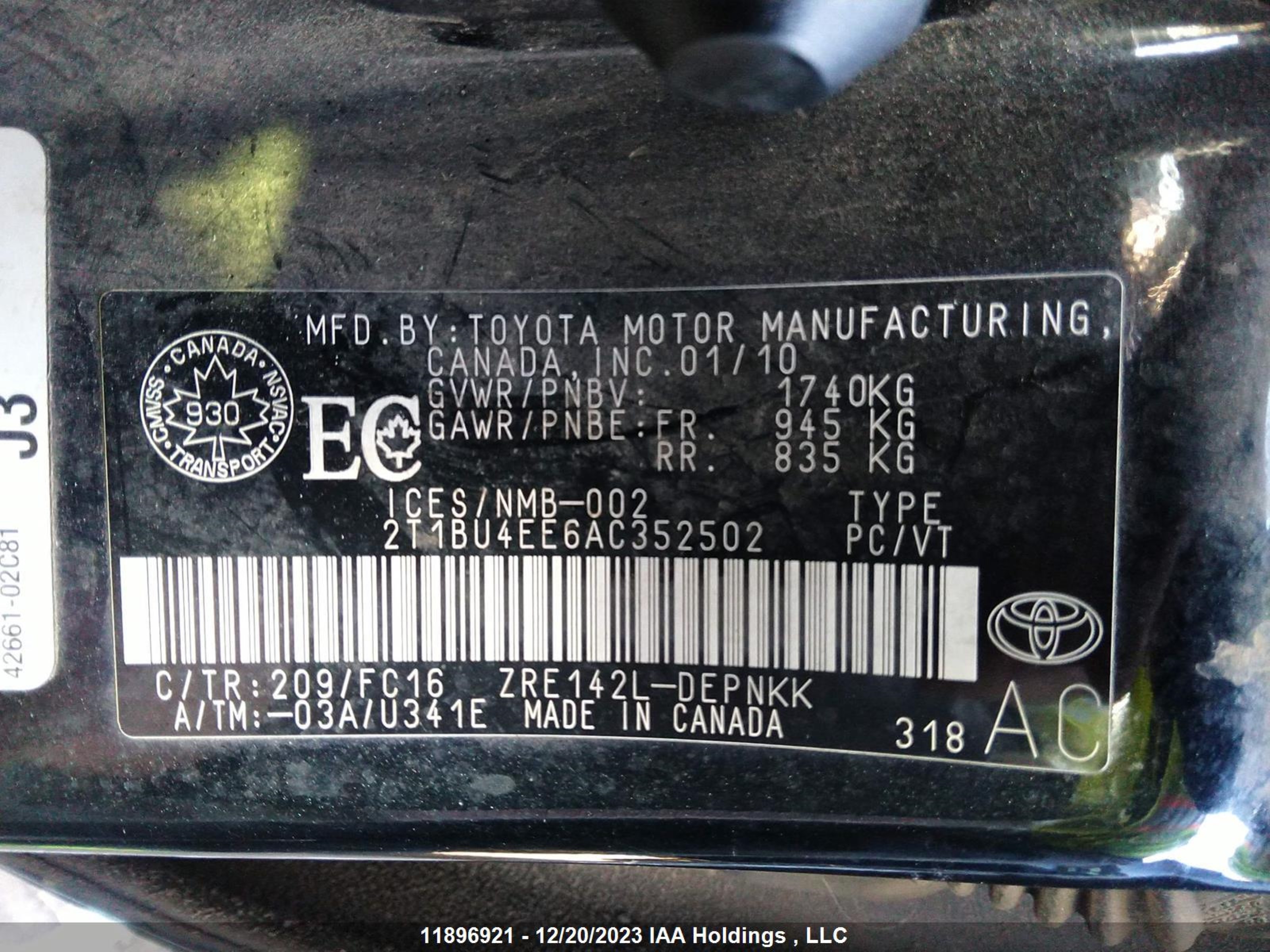 Photo 8 VIN: 2T1BU4EE6AC352502 - TOYOTA COROLLA 