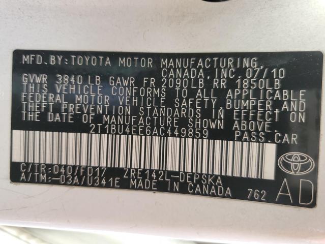 Photo 11 VIN: 2T1BU4EE6AC449859 - TOYOTA COROLLA BA 